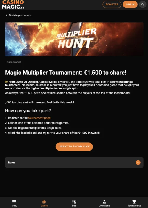 MagicWins Casino speelhal met live dealers en betoverende tafelspellen